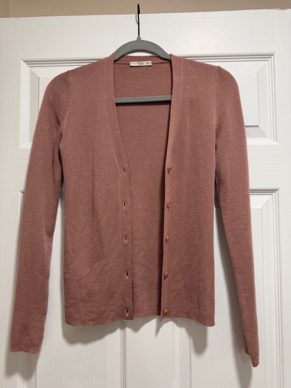Prada Dusty Rose V-Neck Button Cardigan - Picture 4 of 6